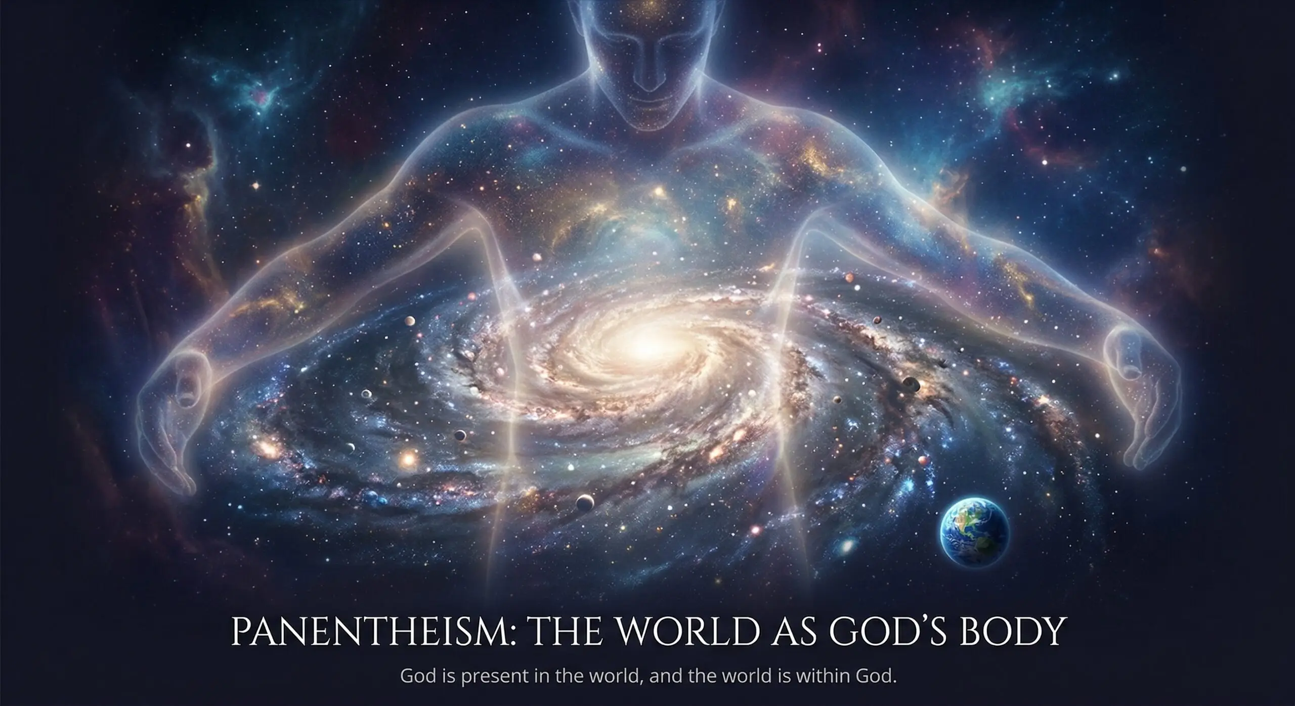 Panentheism The World as God's Body: A dominant analogy is that the universe acts as God's body, while God acts as the soul or mind directing it. The world is within God, and God is present in the world.