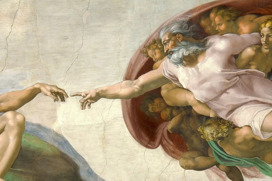 One God, outside the world he made, and reaching into it.